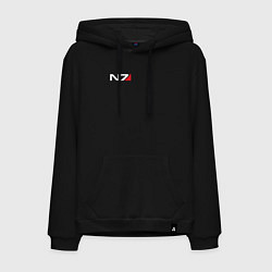 Толстовка-худи хлопковая мужская Логотип N7, цвет: черный