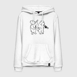 Толстовка-худи хлопковая мужская Хомяки весельчаки, цвет: белый