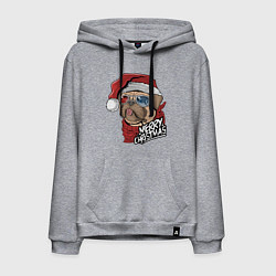 Мужская толстовка-худи Pug merry christmas