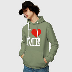 Толстовка-худи хлопковая мужская I love me, цвет: авокадо — фото 2