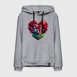 Толстовка-худи хлопковая мужская Влюбленные в Minecraft, цвет: меланж