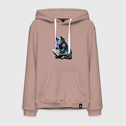 Мужская толстовка-худи Киберпанк собака с книгой