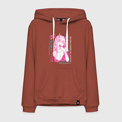 Толстовка-худи хлопковая мужская Zero Two anime, цвет: кирпичный
