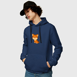Толстовка-худи хлопковая мужская Рыжий котенок, цвет: тёмно-синий — фото 2