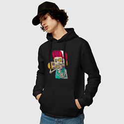 Толстовка-худи хлопковая мужская Skate or die, цвет: черный — фото 2