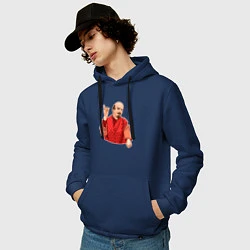 Толстовка-худи хлопковая мужская Ленин в пижаме, цвет: тёмно-синий — фото 2