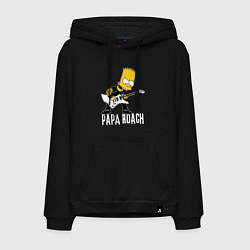 Толстовка-худи хлопковая мужская Papa Roach Барт Симпсон рокер, цвет: черный
