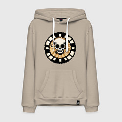 Толстовка-худи хлопковая мужская Стимпанк скелетор, цвет: миндальный