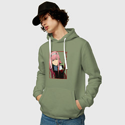 Толстовка-худи хлопковая мужская Zero Two anime girl, цвет: авокадо — фото 2