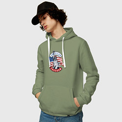 Толстовка-худи хлопковая мужская American freedom, цвет: авокадо — фото 2