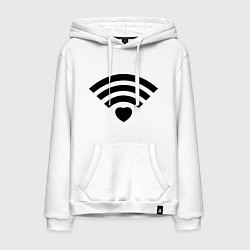 Толстовка-худи хлопковая мужская Wi-Fi Love, цвет: белый