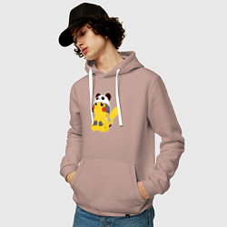 Толстовка-худи хлопковая мужская Pika panda, цвет: пыльно-розовый — фото 2