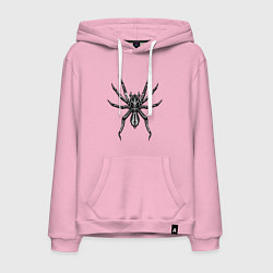 Толстовка-худи хлопковая мужская Страшный паук, цвет: светло-розовый