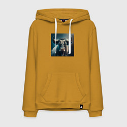 Мужская толстовка-худи Бык в стиле футуризм - нейросеть