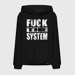 Толстовка-худи хлопковая мужская SoD - f**k the system, цвет: черный
