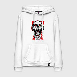 Толстовка-худи хлопковая мужская DnB skull, цвет: белый