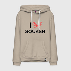 Толстовка-худи хлопковая мужская I Love Squash, цвет: миндальный