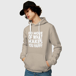 Толстовка-худи хлопковая мужская Надпись Do more of what makes you happy, цвет: миндальный — фото 2