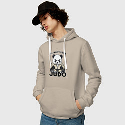 Толстовка-худи хлопковая мужская Дзюдо панда, цвет: миндальный — фото 2