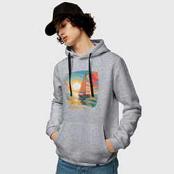 Толстовка-худи хлопковая мужская Счастливое яркое лето, цвет: меланж — фото 2