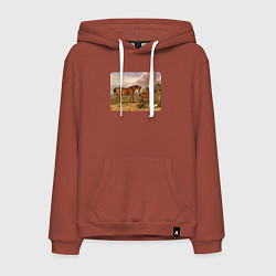 Мужская толстовка-худи Две лошади и две собаки