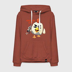 Толстовка-худи хлопковая мужская Chicken Gun злой, цвет: кирпичный