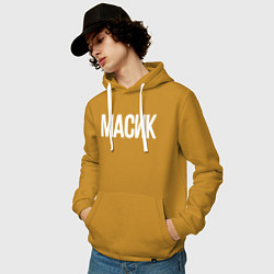 Толстовка-худи хлопковая мужская Мassik, цвет: горчичный — фото 2