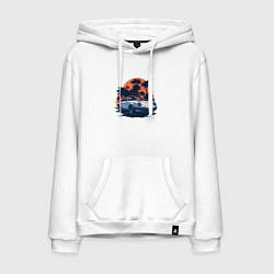 Мужская толстовка-худи Порше, пальмы и закат