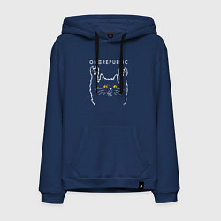 Толстовка-худи хлопковая мужская OneRepublic rock cat, цвет: тёмно-синий