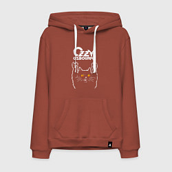 Толстовка-худи хлопковая мужская Ozzy Osbourne rock cat, цвет: кирпичный