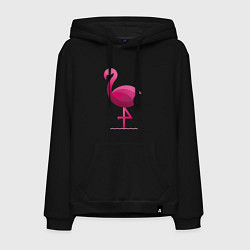 Толстовка-худи хлопковая мужская Фламинго минималистичный, цвет: черный