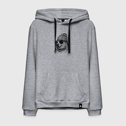 Толстовка-худи хлопковая мужская Медведь в шапке, цвет: меланж