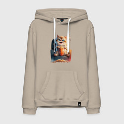 Мужская толстовка-худи Веселый котик с попкорном