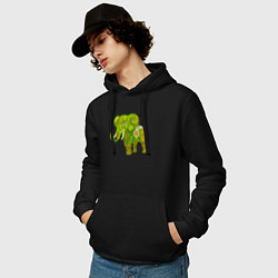 Толстовка-худи хлопковая мужская Зелёный слон, цвет: черный — фото 2