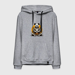 Толстовка-худи хлопковая мужская Панда на медитации, цвет: меланж