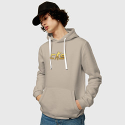 Толстовка-худи хлопковая мужская CS 2 gold logo, цвет: миндальный — фото 2