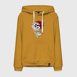 Мужская толстовка-худи Тату японский дракон с красным солнцем