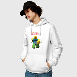 Толстовка-худи хлопковая мужская Roblox бегущий персонаж, цвет: белый — фото 2
