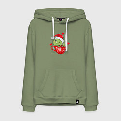 Толстовка-худи хлопковая мужская Дракончик в кружке 2024, цвет: авокадо