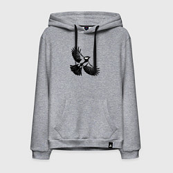 Толстовка-худи хлопковая мужская Синица трафарет, цвет: меланж