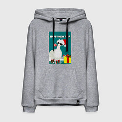 Мужская толстовка-худи Лама - альпака Санта Клаус на коньках