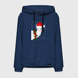 Мужская толстовка-худи Лама - альпака Санта Клаус