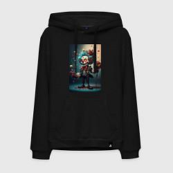 Мужская толстовка-худи Страшный клоун с шарами и цветами праздник