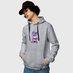 Толстовка-худи хлопковая мужская Фиолетовый дракон в свитере, цвет: меланж — фото 2