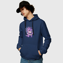 Толстовка-худи хлопковая мужская Фиолетовый дракон в свитере, цвет: тёмно-синий — фото 2