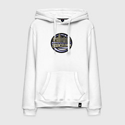 Толстовка-худи хлопковая мужская Ночь в Барселоне, цвет: белый