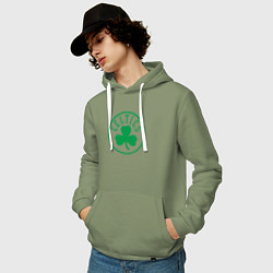 Толстовка-худи хлопковая мужская Boston Celtics clover, цвет: авокадо — фото 2
