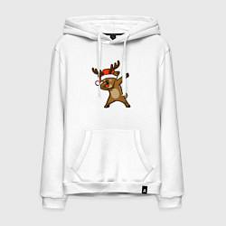 Толстовка-худи хлопковая мужская Dabbing deer, цвет: белый