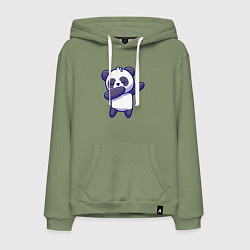 Толстовка-худи хлопковая мужская Dabbing panda, цвет: авокадо
