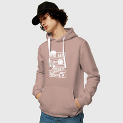 Толстовка-худи хлопковая мужская Еда сон хоккей, цвет: пыльно-розовый — фото 2